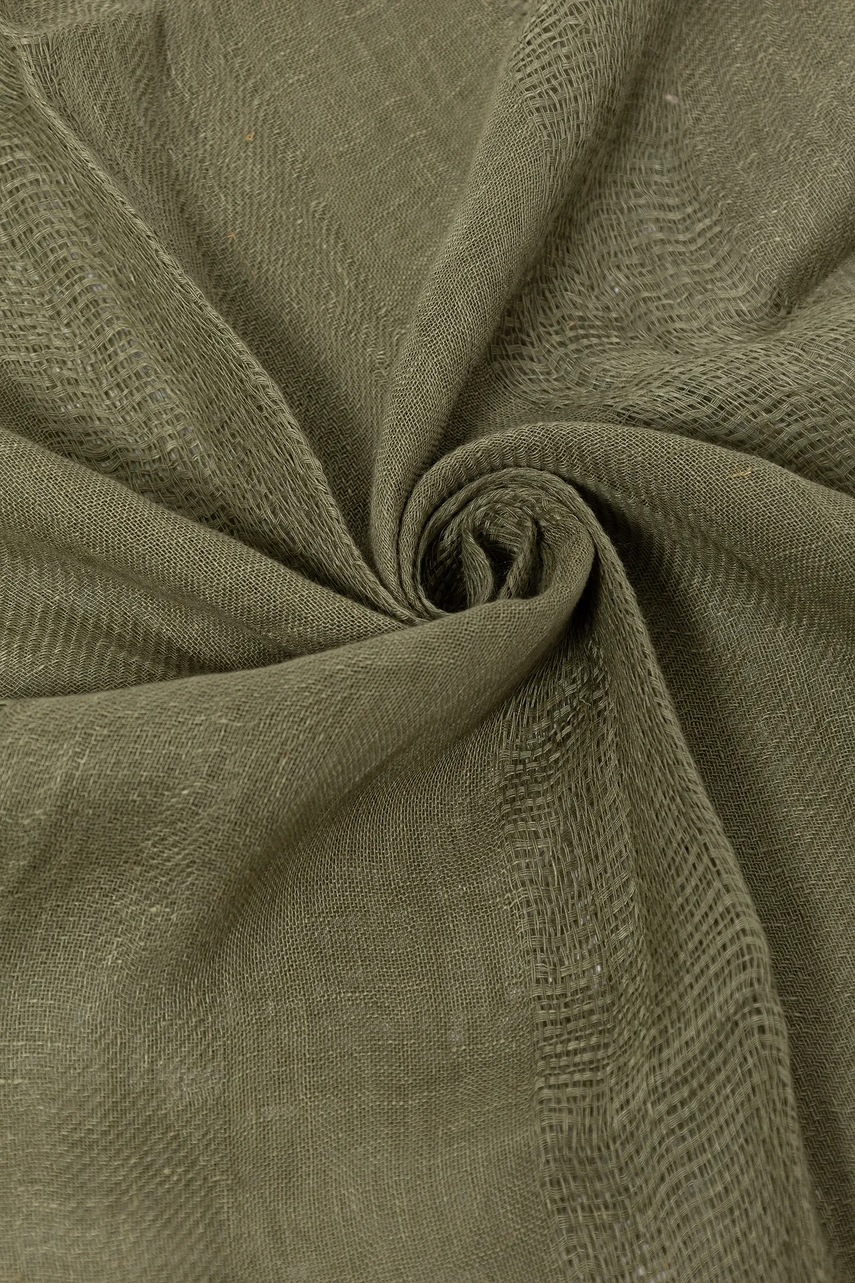 Льняная шаль United Colors of Benetton цвет зелёный однотонная 64GSDU01S