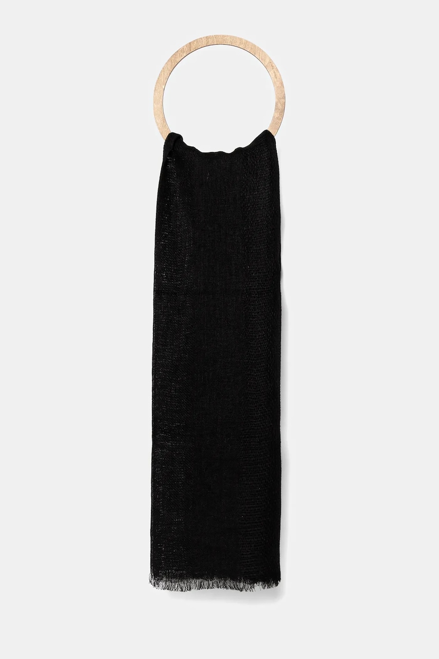 United Colors of Benetton șal de in culoarea negru, uni, 64GSDU01S