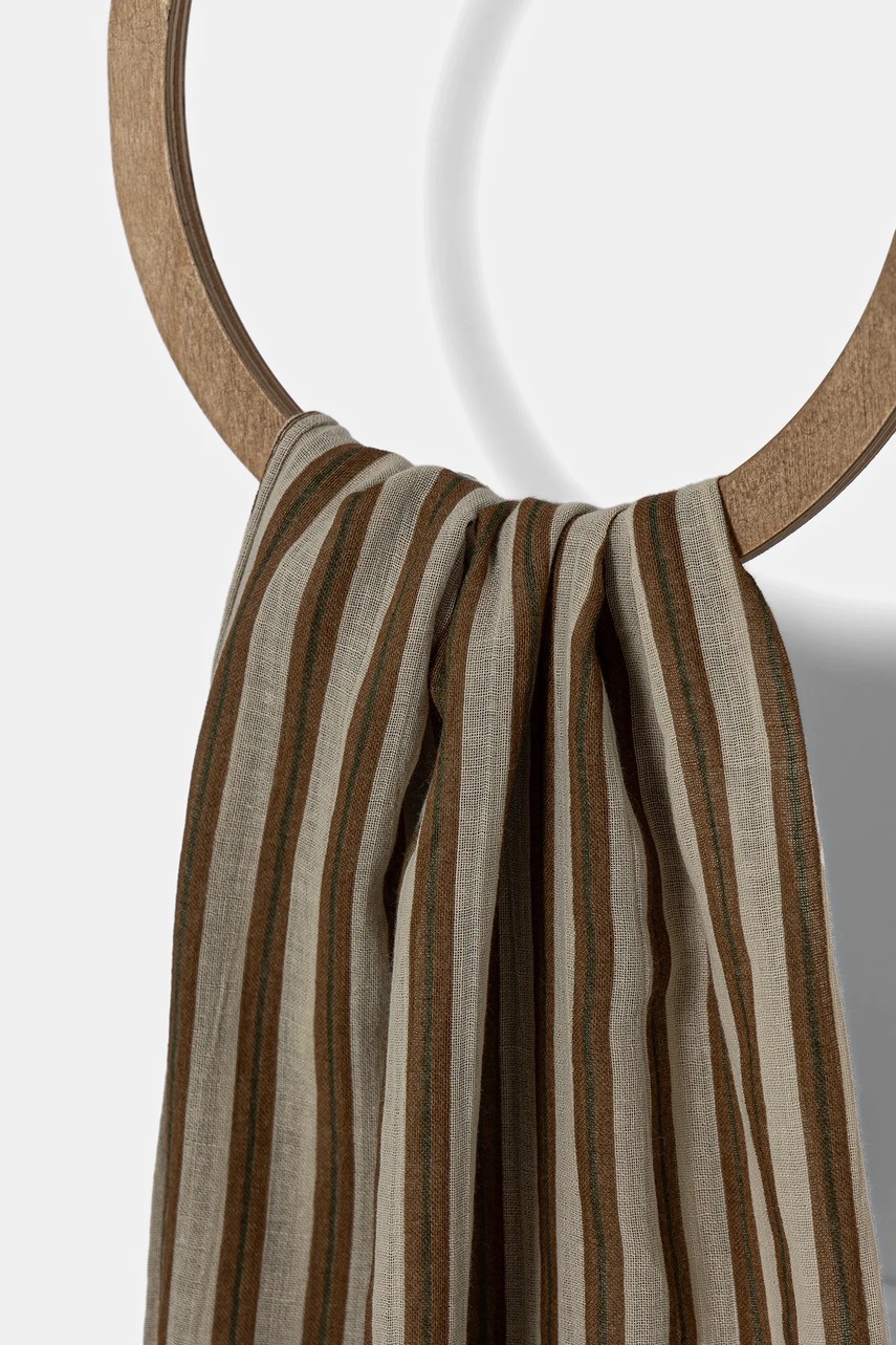 Шаль с примесью льна United Colors of Benetton цвет зелёный узор 6TOCDU01R