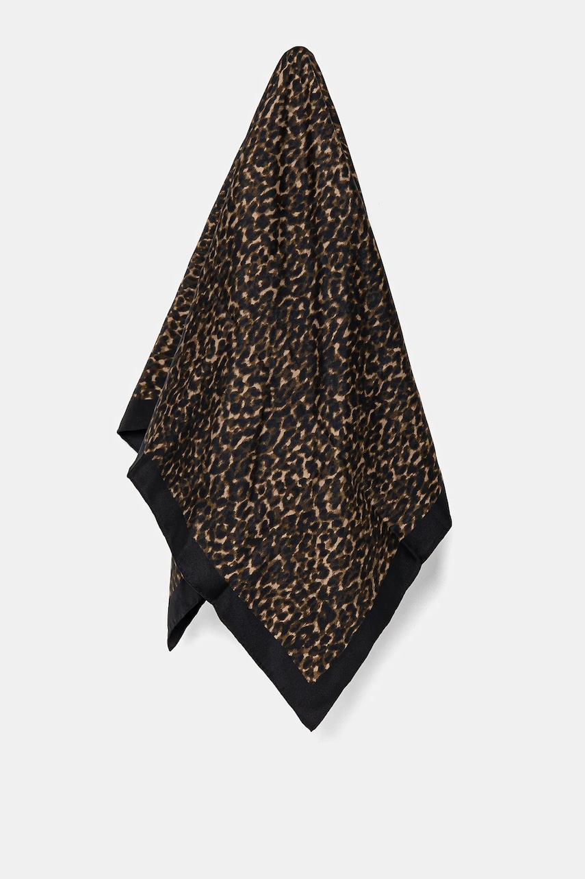 The Kooples esarfa de matase femei, culoarea maro, modelator, AFFO30003K