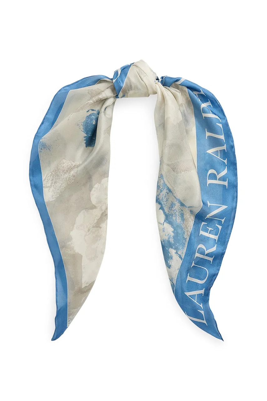 Levně Hedvábný šátek Lauren Ralph Lauren dámský, béžová barva, 454972545