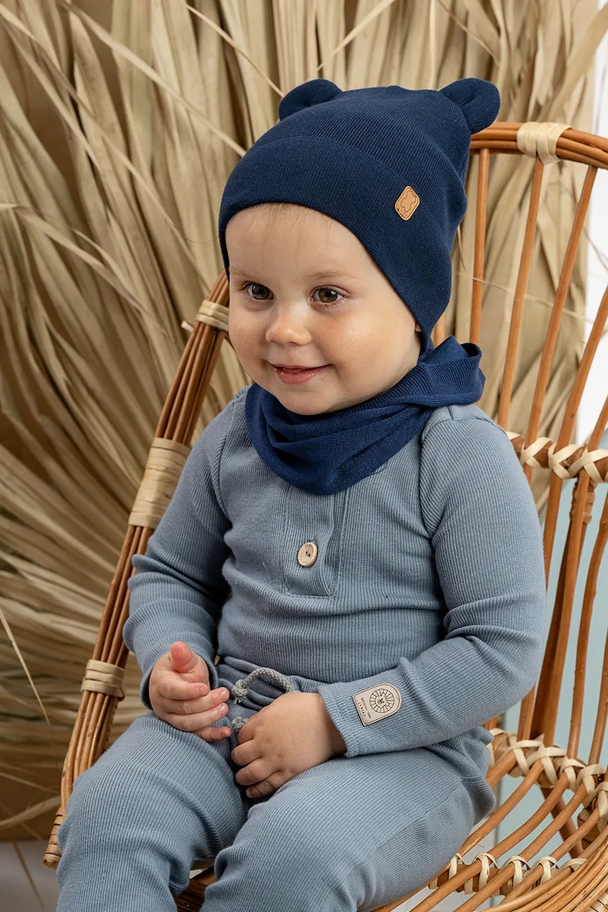 Jamiks fular din bumbac pentru copii JENS culoarea bleumarin, uni, JWH132