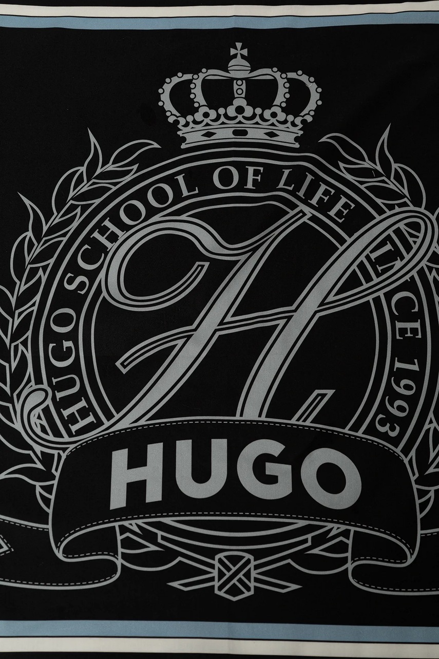 Βαμβακερό κασκόλ HUGO ανδρικό, χρώμα: μαύρο, 50540767 φωτογραφία