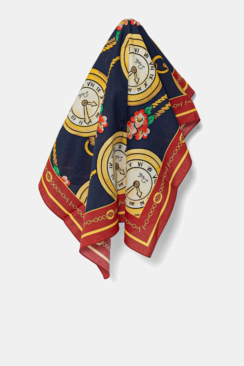 Drôle de Monsieur esarfa din bumbac Le Foulard Gousset barbati, culoarea rosu, cu imprimeu, G-BA012-CO128-NY