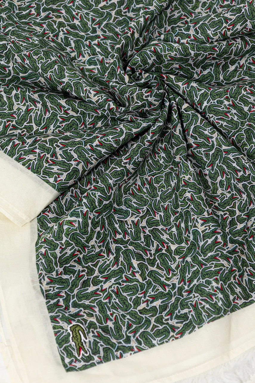 Хлопковый шарф Lacoste цвет зелёный узорный RE0741 Хлопковый шарф Lacoste цвет зелёный узорный RE0741