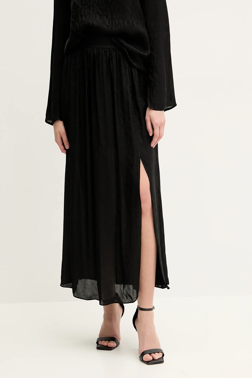 Levně Sukně Armani Exchange černá barva, maxi, áčková, XW000348 AF10842