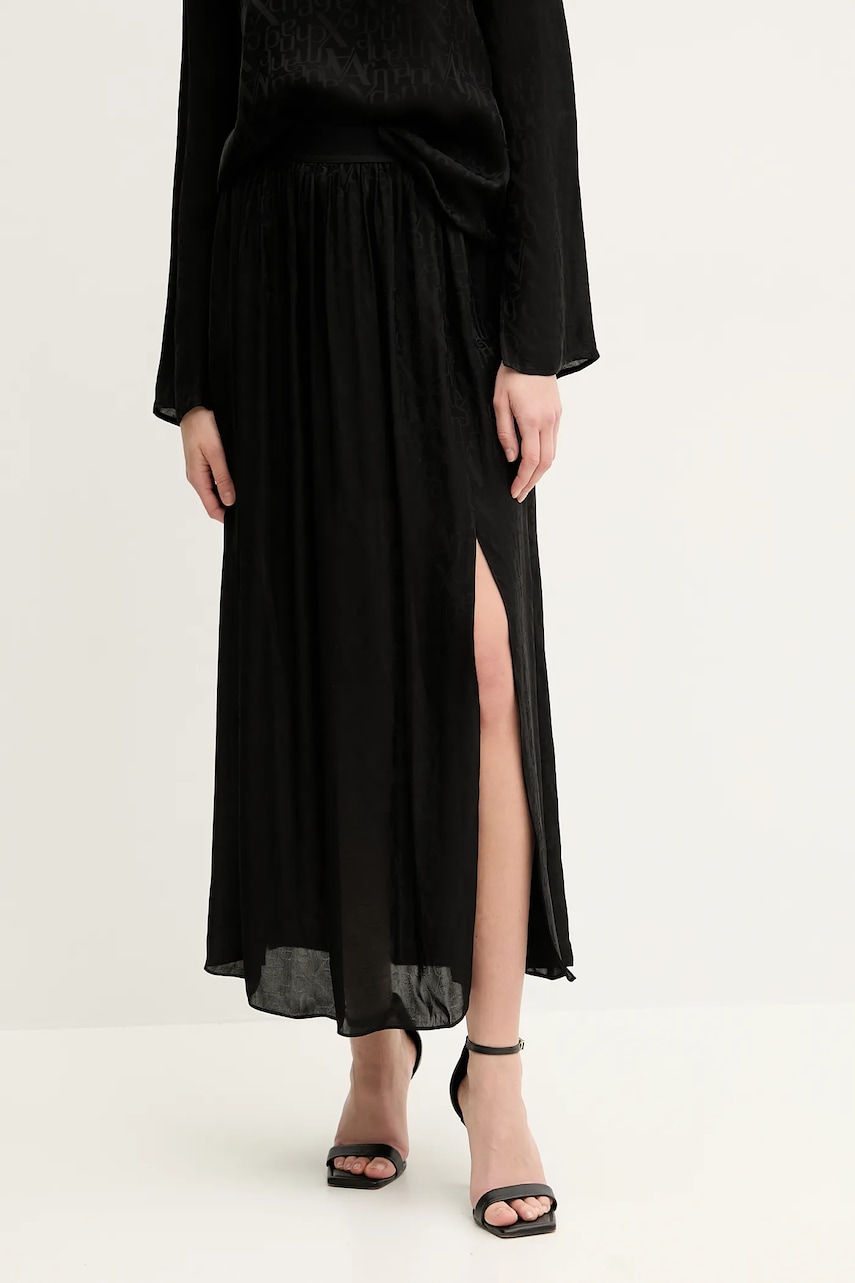 Armani Exchange fusta culoarea negru, maxi, evazati, XW000348 AF10842