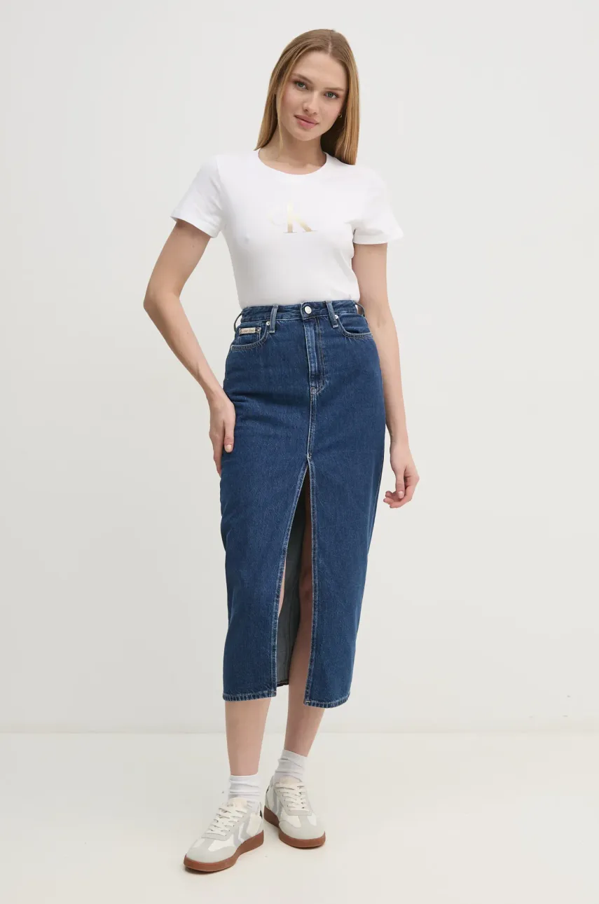 Джинсовая юбка Calvin Klein Jeans цвет синий maxi карандаш J20J224531 Джинсовая юбка Calvin Klein Jeans цвет синий maxi карандаш J20J224531