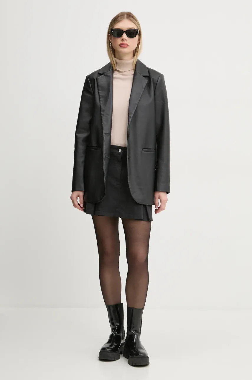 Джинсовая юбка Tommy Jeans цвет чёрный mini расклешённая DW0DW19366 Джинсовая юбка Tommy Jeans цвет чёрный mini расклешённая DW0DW19366