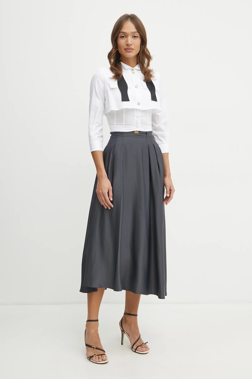 Юбка Elisabetta Franchi цвет серый maxi расклешённая GO09851E2 Юбка Elisabetta Franchi цвет серый maxi расклешённая GO09851E2