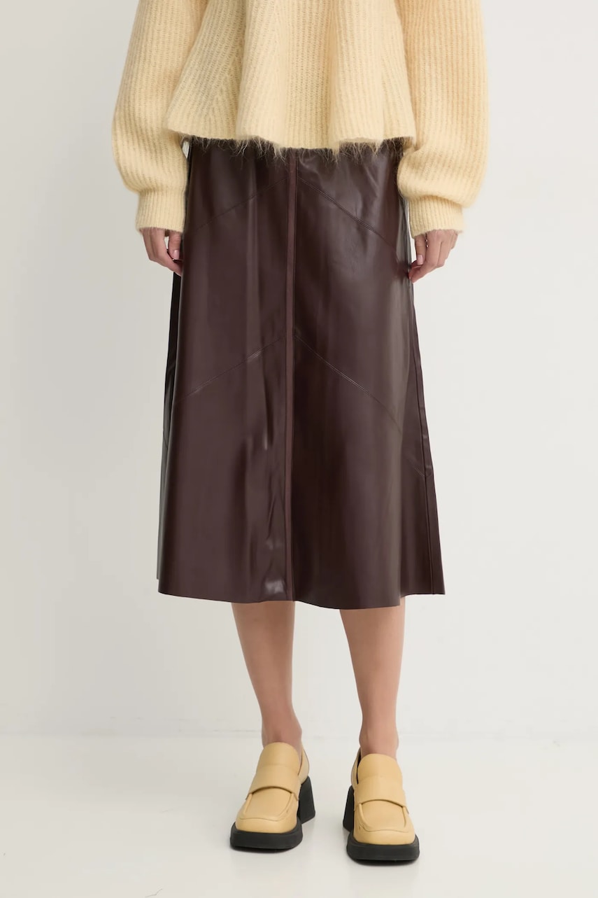 Bruuns Bazaar fustă culoarea maro, midi, evazați, BBW4295 Bruuns Bazaar fustă culoarea maro, midi, evazați, BBW4295