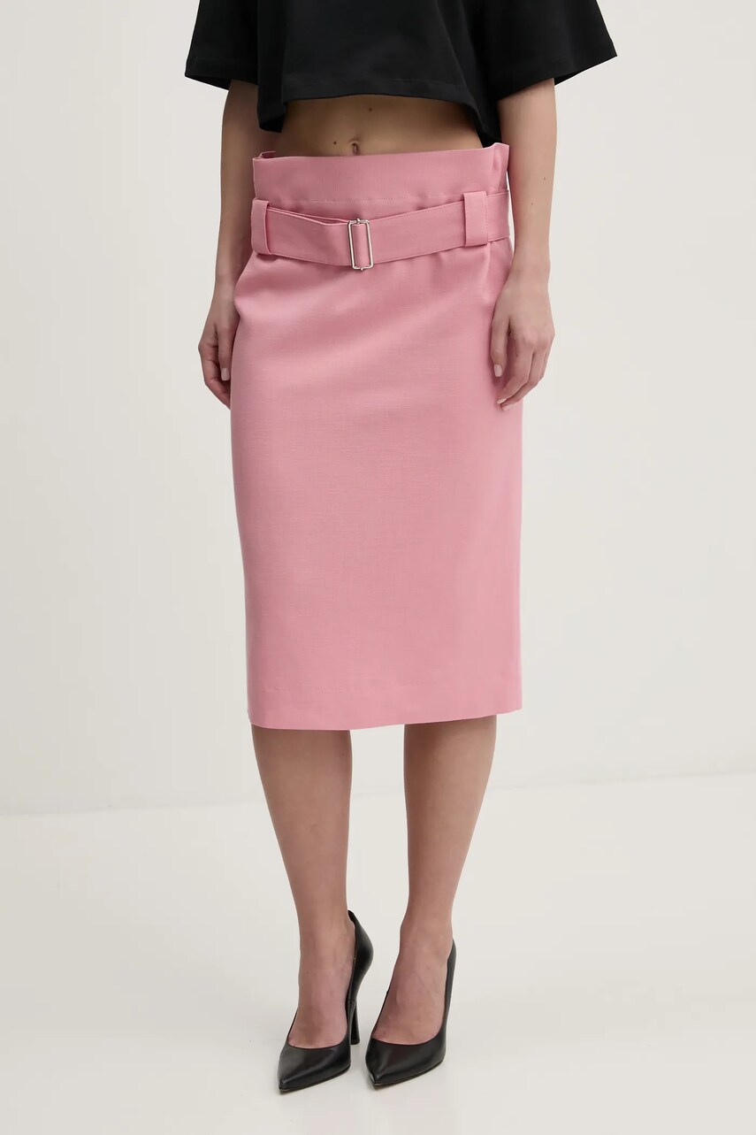 MSGM fusta culoarea roz, midi, creion, 3841MDD05.257106