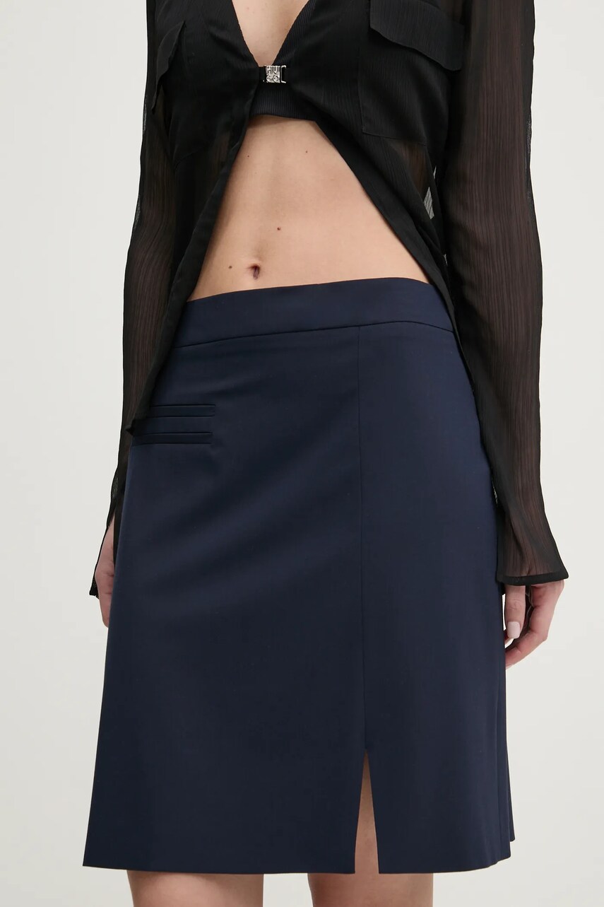 HUGO fusta culoarea albastru marin, mini, drept, 50533891