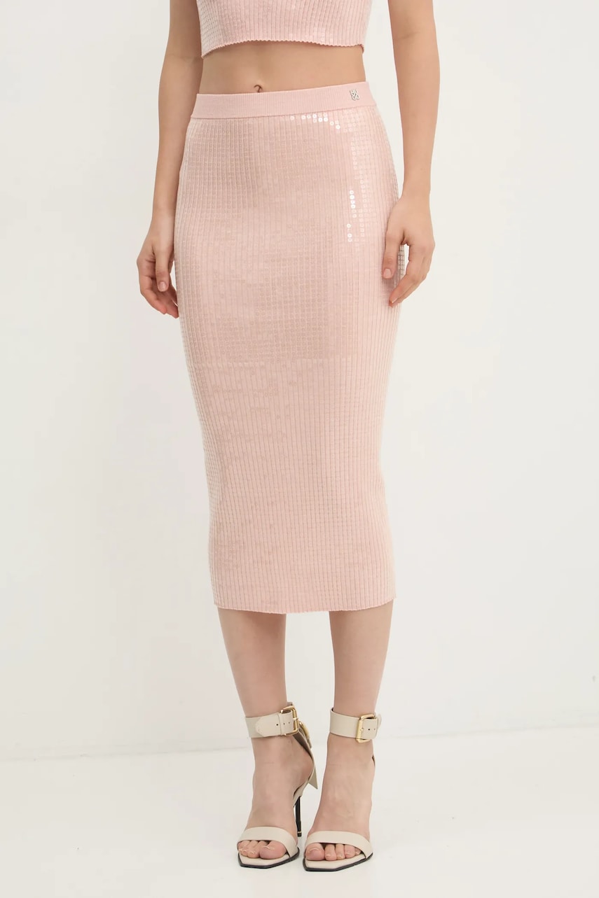 HUGO fusta culoarea roz, midi, creion, 50532283