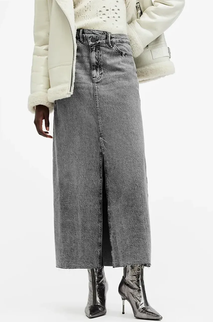 Джинсовая юбка AllSaints NOIR MAXI цвет чёрный maxi прямая W023RB Джинсовая юбка AllSaints NOIR MAXI цвет чёрный maxi прямая W023RB