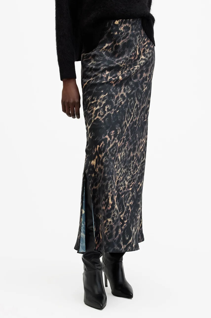 Юбка AllSaints BRYONY цвет коричневый midi расклешённая W069RB Юбка AllSaints BRYONY цвет коричневый midi расклешённая W069RB