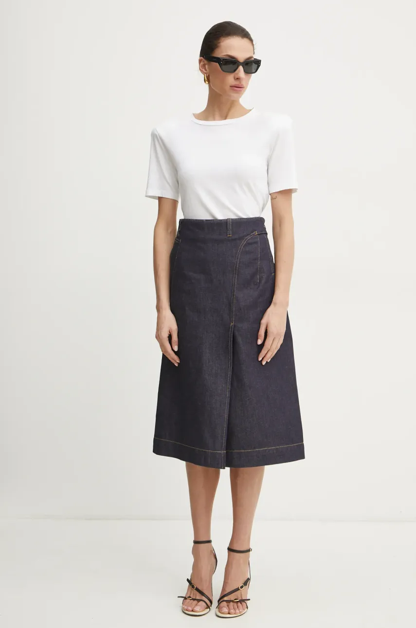 Юбка Victoria Beckham цвет синий midi расклешённая 1125DSK006000B Юбка Victoria Beckham цвет синий midi расклешённая 1125DSK006000B