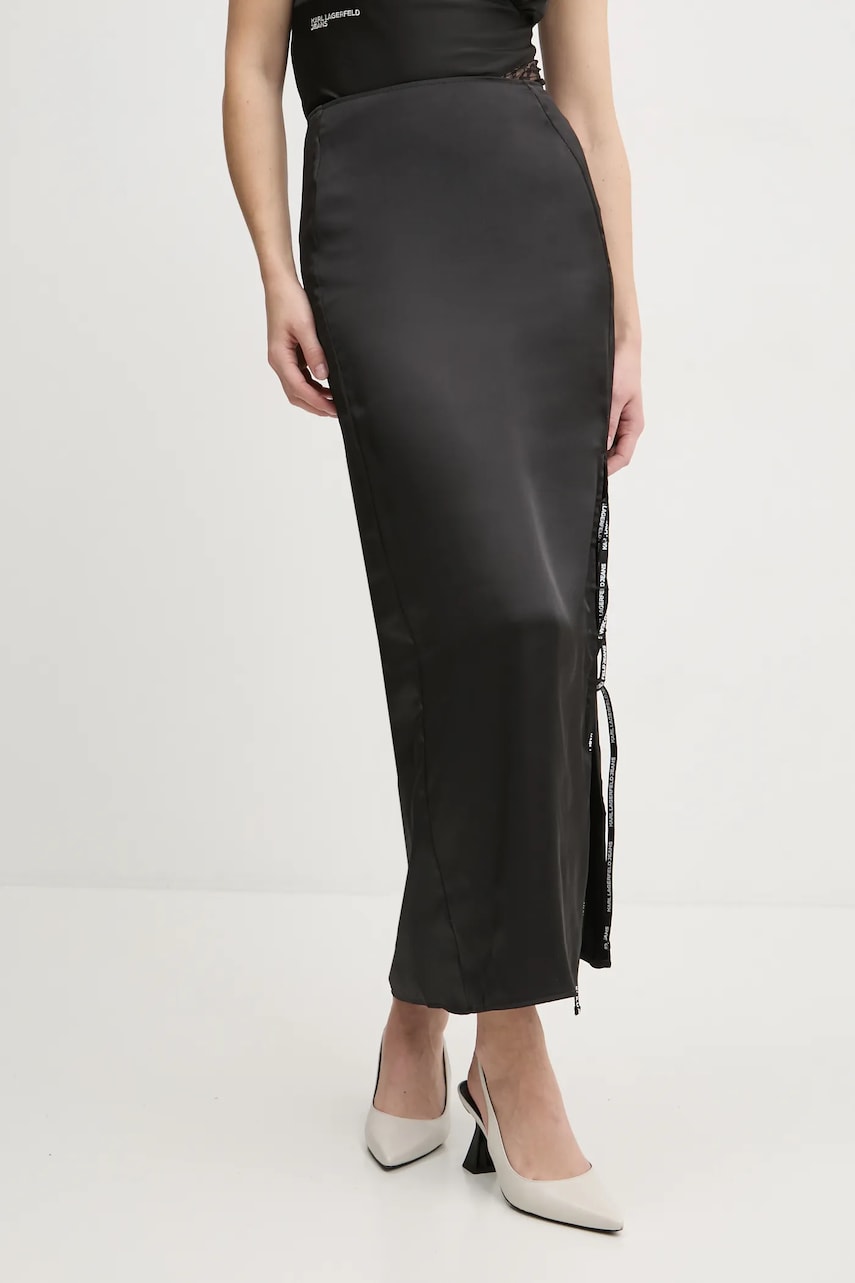Karl Lagerfeld Jeans fustă culoarea negru, maxi, creion, A1W12010 Karl Lagerfeld Jeans fustă culoarea negru, maxi, creion, A1W12010