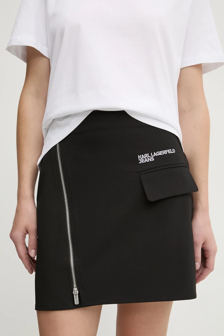 Karl Lagerfeld Jeans fusta culoarea negru, mini, creion, A1W12012 Karl Lagerfeld Jeans fusta culoarea negru, mini, creion, A1W12012