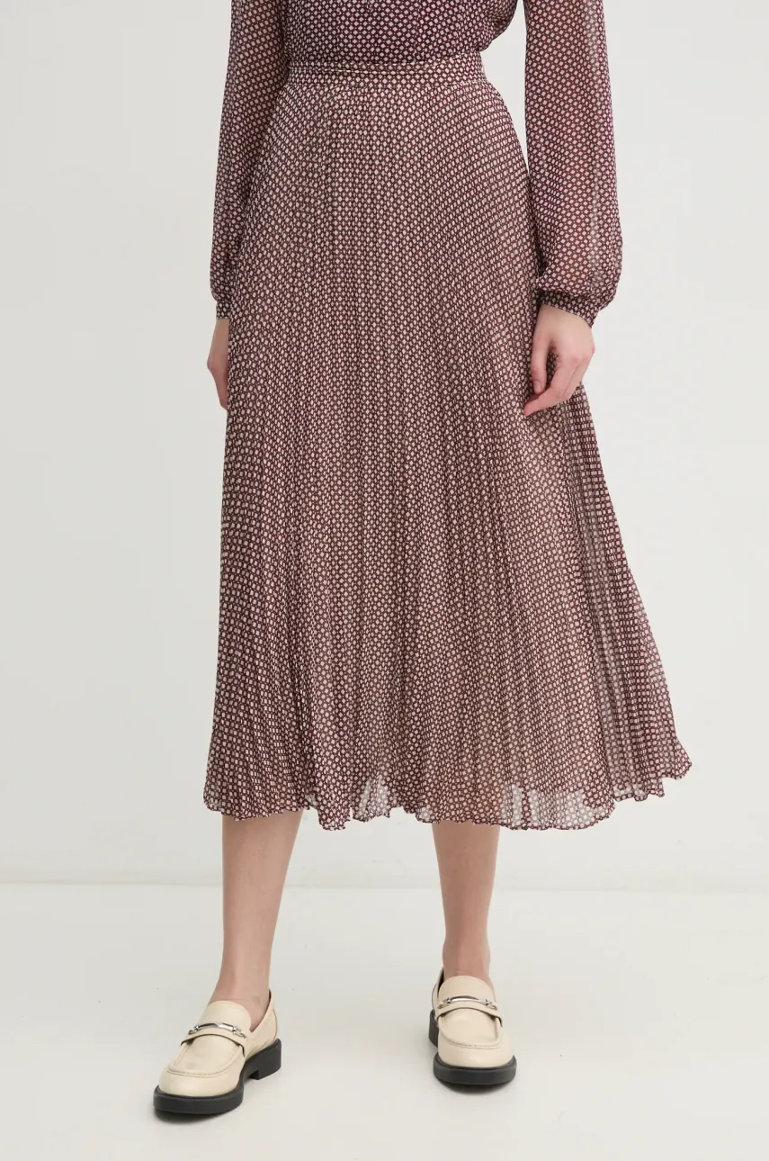 Sukně Tommy Hilfiger vínová barva, midi, áčková, WW0WW43883