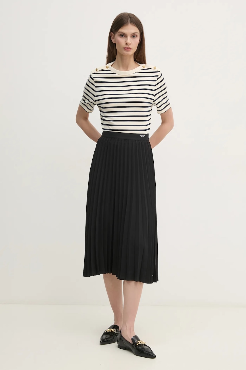 Юбка Tommy Hilfiger цвет чёрный midi расклешённая WW0WW43886 Юбка Tommy Hilfiger цвет чёрный midi расклешённая WW0WW43886