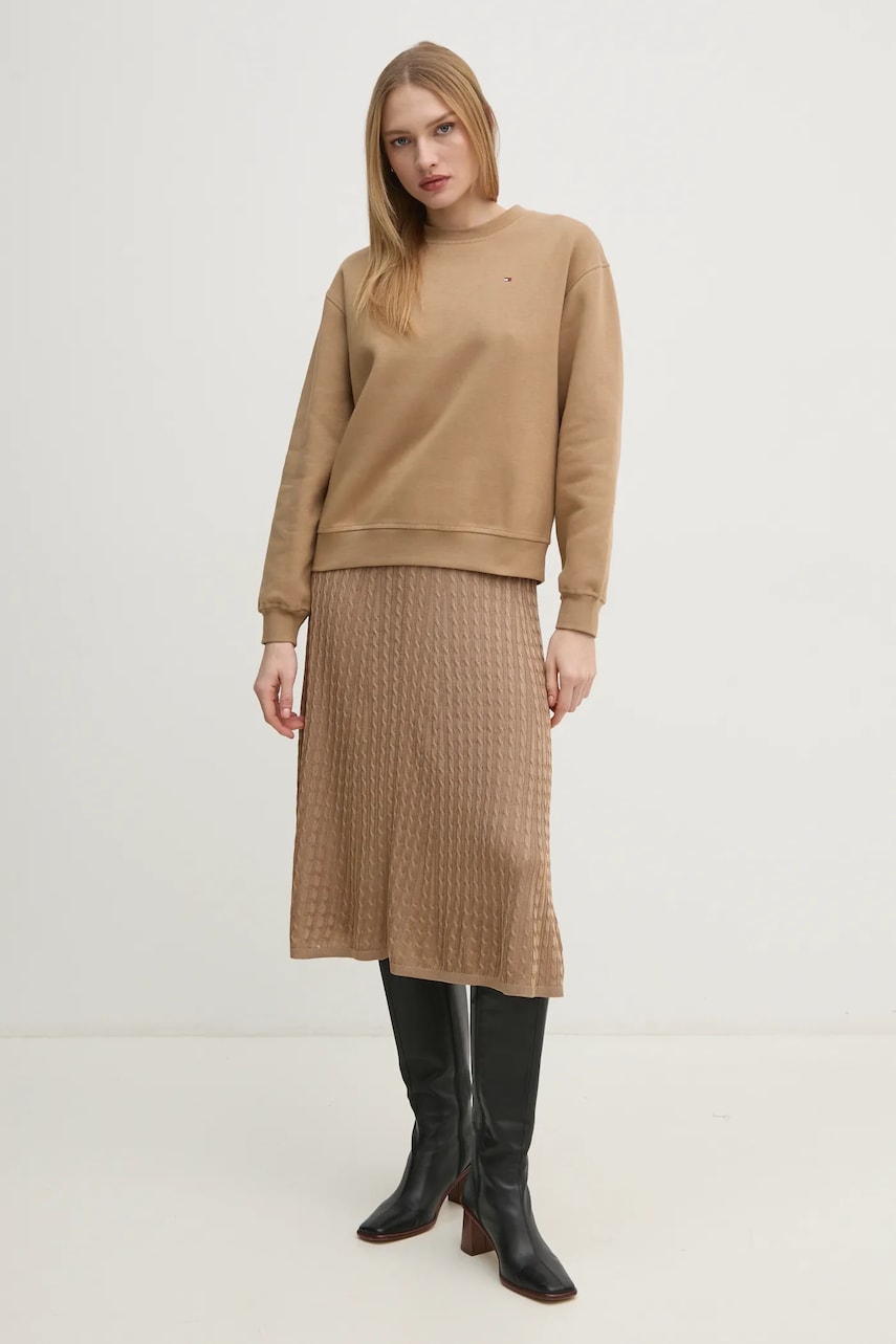 Юбка Tommy Hilfiger цвет зелёный midi расклешённая WW0WW44006 Юбка Tommy Hilfiger цвет зелёный midi расклешённая WW0WW44006