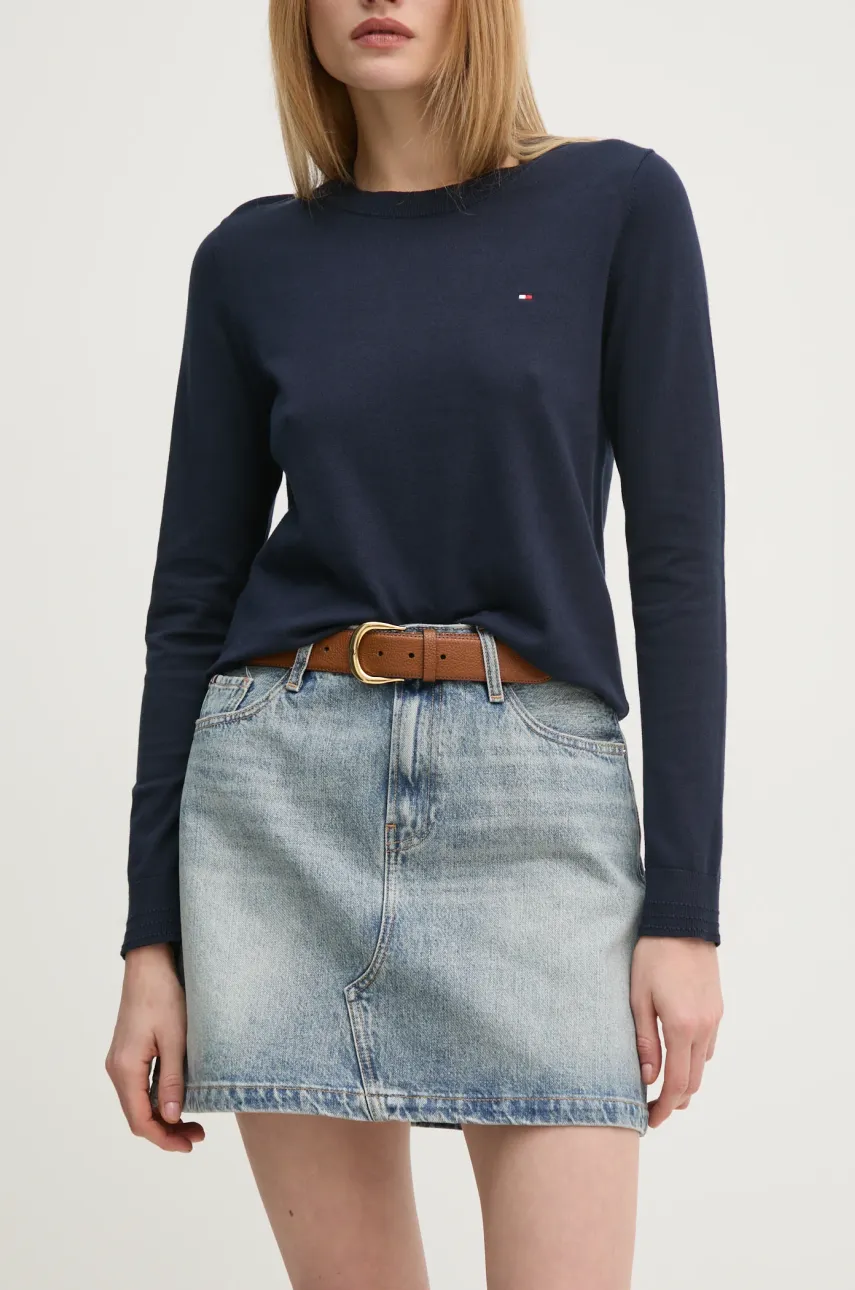 Džínová sukně Tommy Hilfiger modrá barva, mini, áčková, WW0WW44334