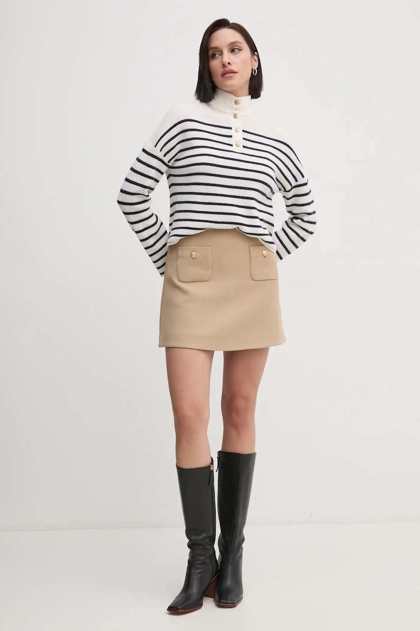 Юбка Tommy Hilfiger цвет бежевый mini расклешённая WW0WW44994 Юбка Tommy Hilfiger цвет бежевый mini расклешённая WW0WW44994