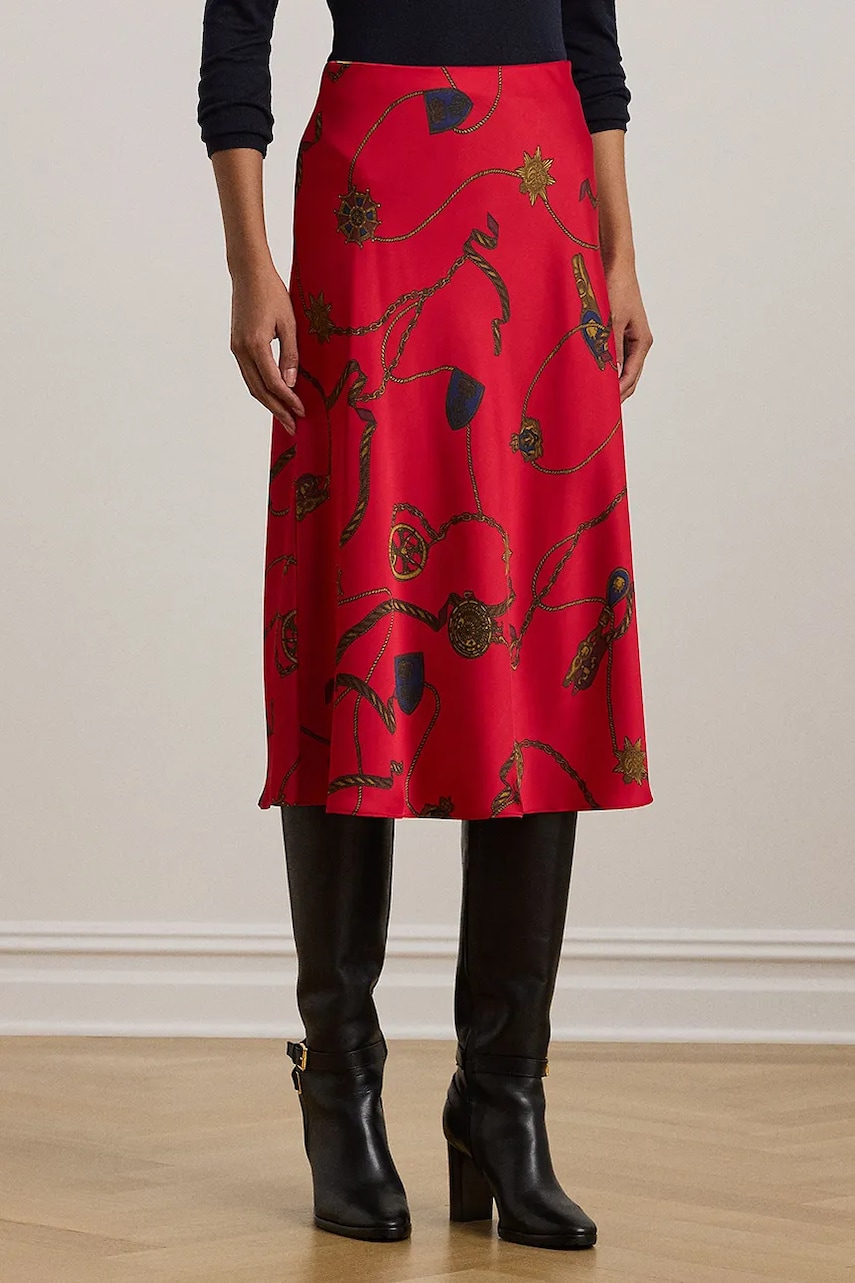 Юбка Lauren Ralph Lauren цвет красный midi расклешённая 200957077 Юбка Lauren Ralph Lauren цвет красный midi расклешённая 200957077