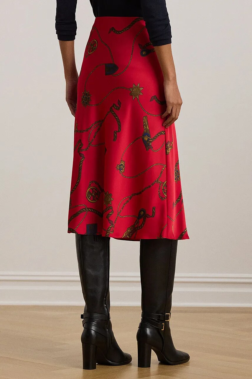 Lauren Ralph Lauren szoknya piros, midi, harang alakú, 200957077 termék 2. képe