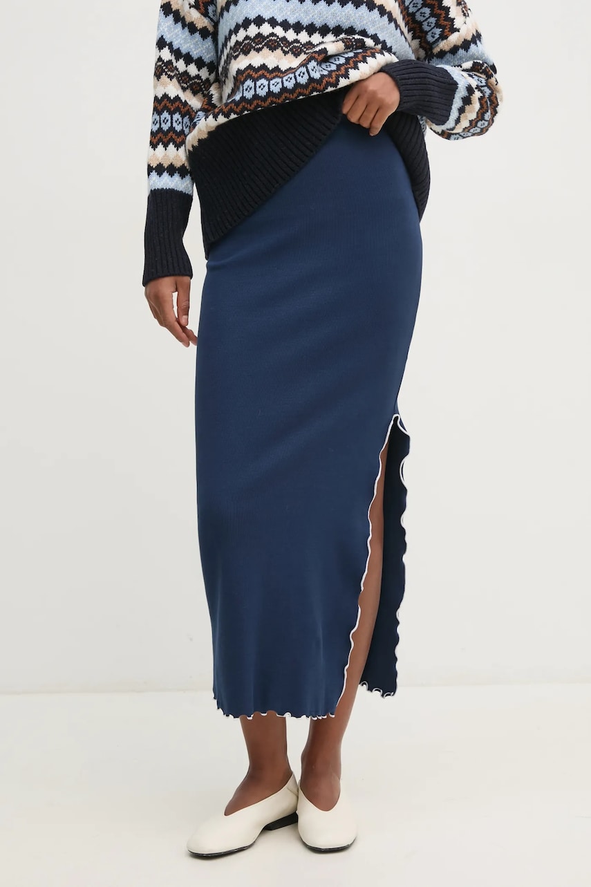 Rotate fusta culoarea albastru marin, maxi, drept, 1133811725 Rotate fusta culoarea albastru marin, maxi, drept, 1133811725