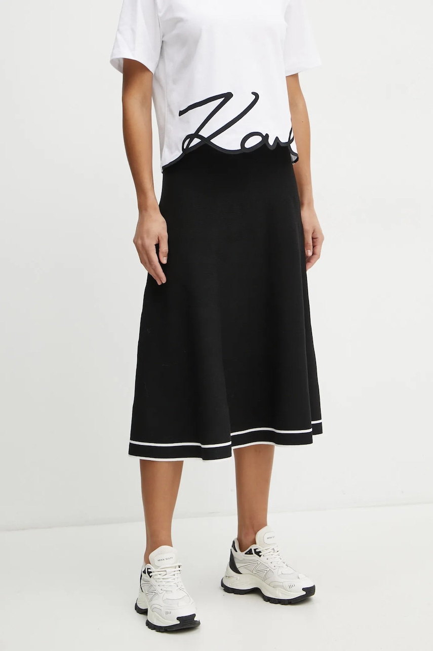 Karl Lagerfeld fusta culoarea negru, maxi, evazati, A1W12005 Karl Lagerfeld fusta culoarea negru, maxi, evazati, A1W12005