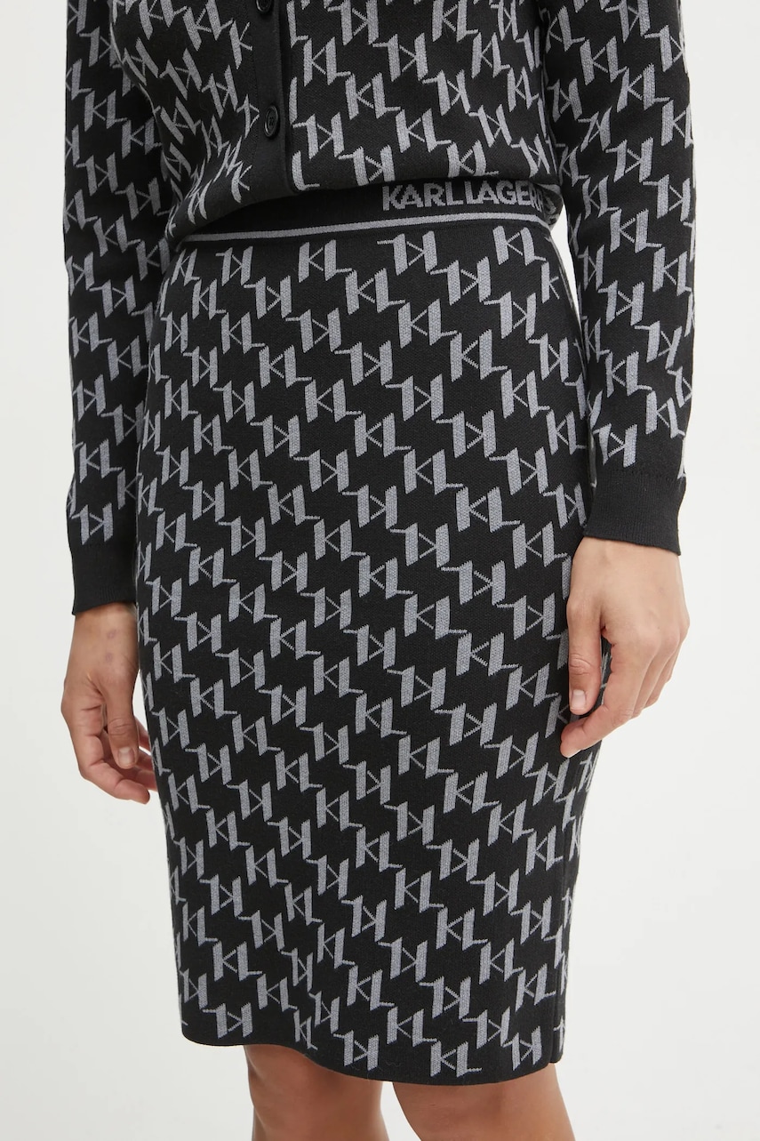 Karl Lagerfeld fusta culoarea negru, midi, creion, A1W12006