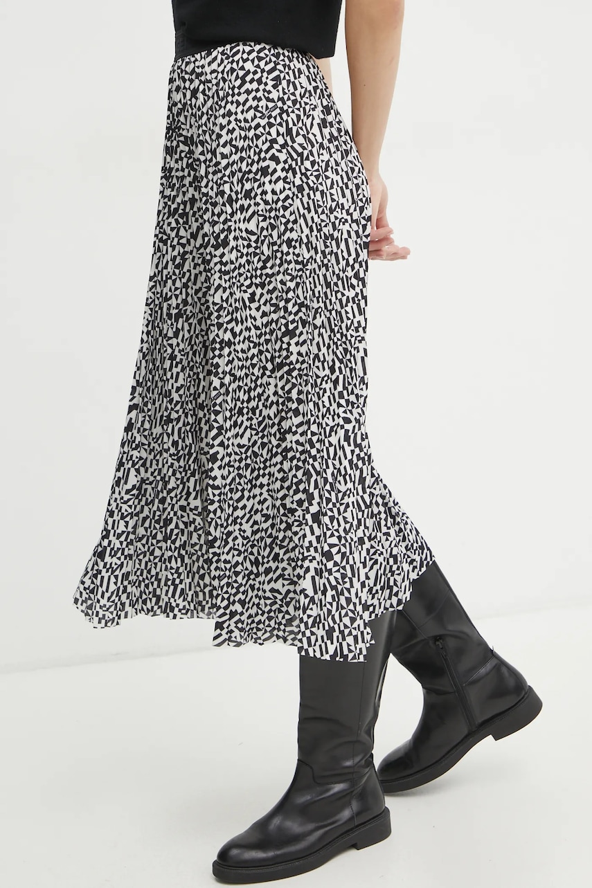 Karl Lagerfeld fustă culoarea negru, midi, evazați, A1W12026 Karl Lagerfeld fustă culoarea negru, midi, evazați, A1W12026