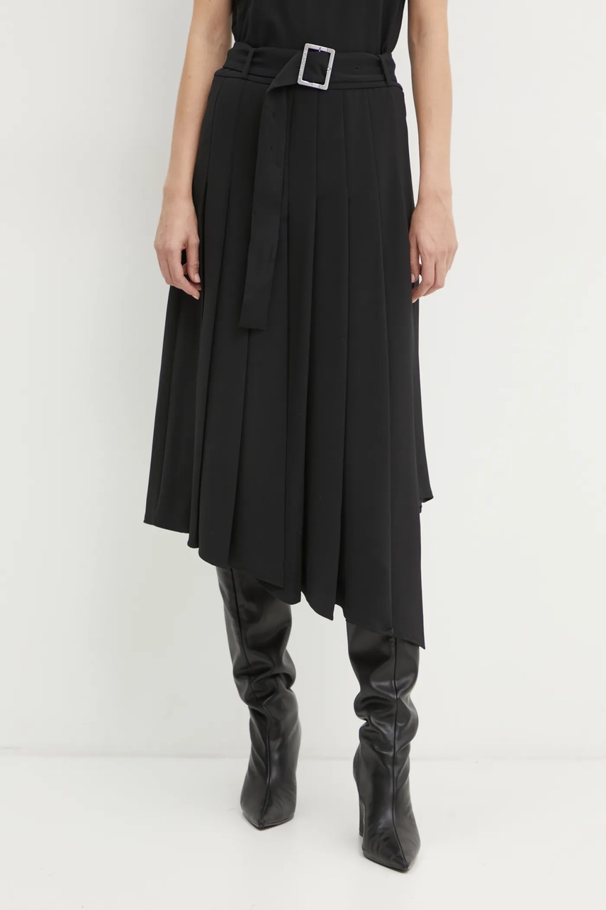 Karl Lagerfeld fusta culoarea negru, midi, evazati, A1W12031