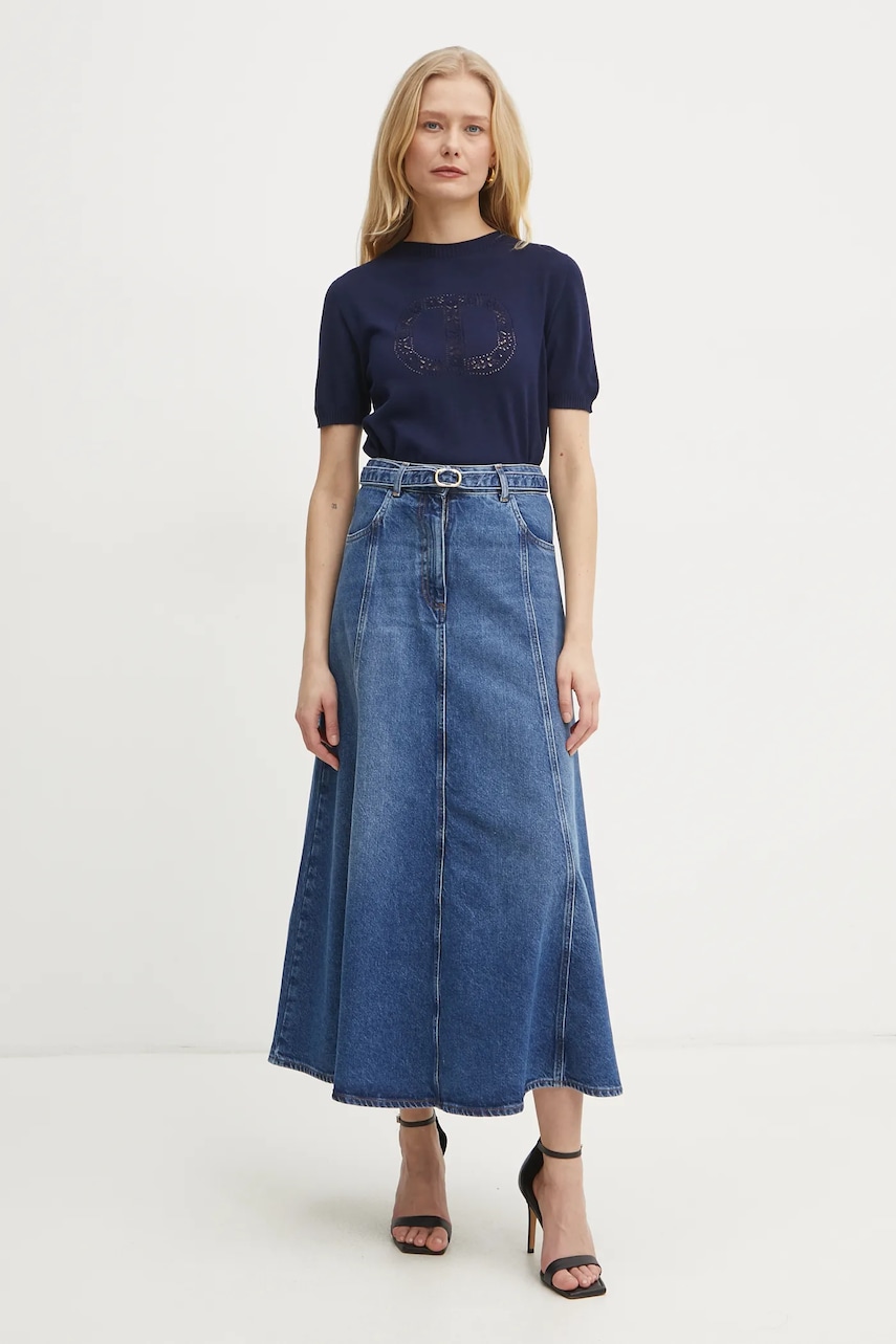 Джинсовая юбка Twinset maxi расклешённая 251TP2570 Джинсовая юбка Twinset maxi расклешённая 251TP2570