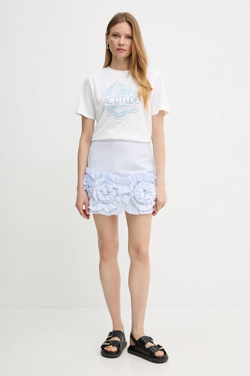 Хлопковая юбка Twinset mini карандаш 251AX2059