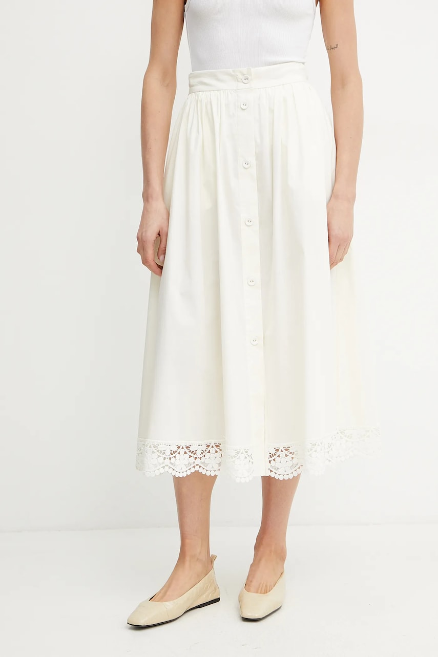 Levně Sukně Twinset béžová barva, midi, áčková, 251TT2095