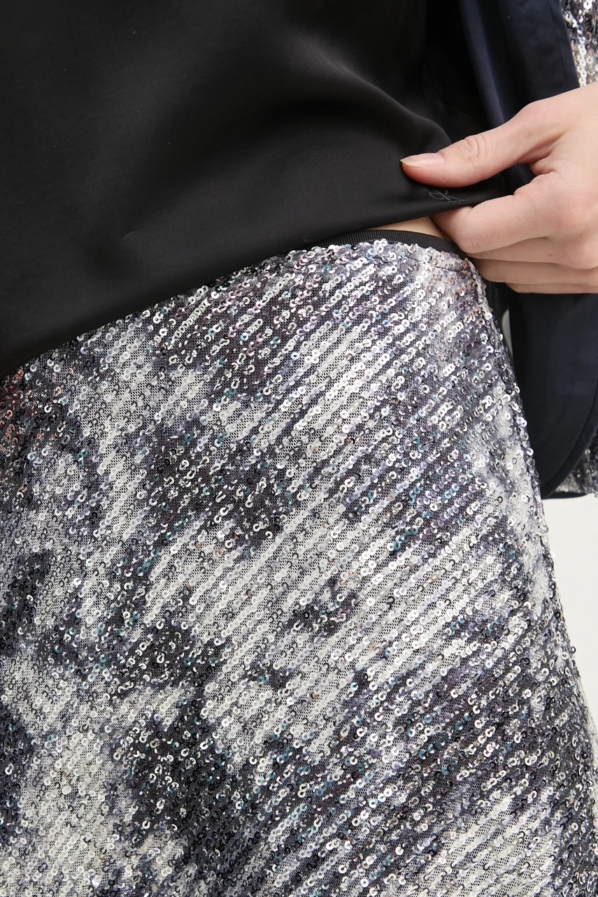 Φούστα DIANE VON FURSTENBERG χρώμα: ασημί, DVFKM4S004 φωτογραφία