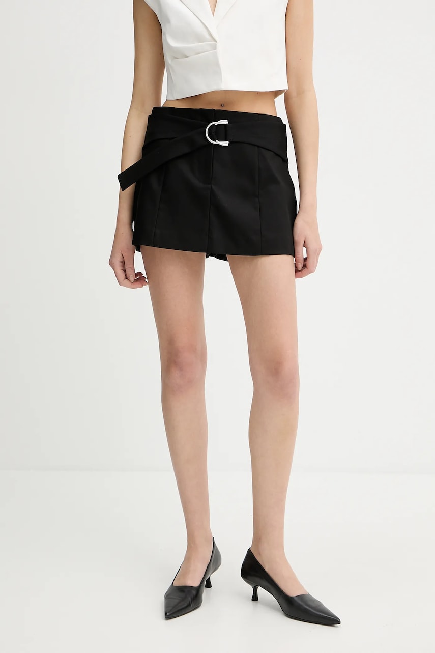 IRO fustă și pantaloni din bumbac culoarea negru, uni, medium waist, WM30MADIM