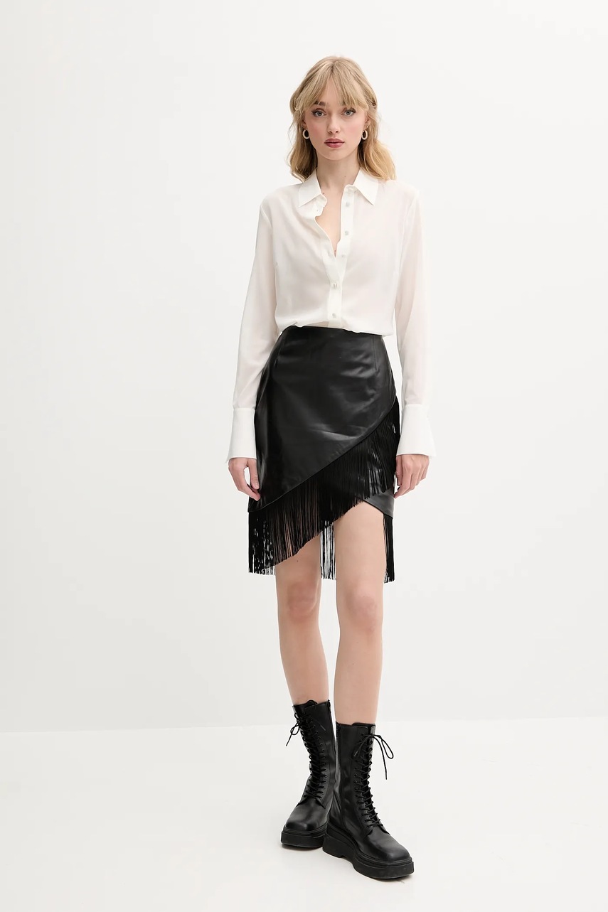 Δερμάτινη φούστα IRO χρώμα: μαύρο, WM31NEELA φωτογραφία