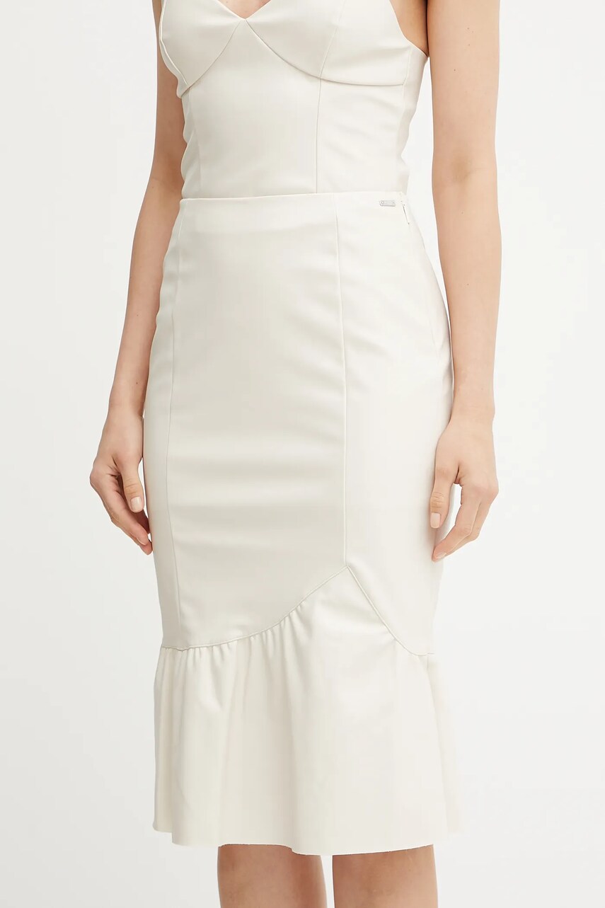 Armani Exchange fustă culoarea bej, midi, creion, XW000422 AF12807