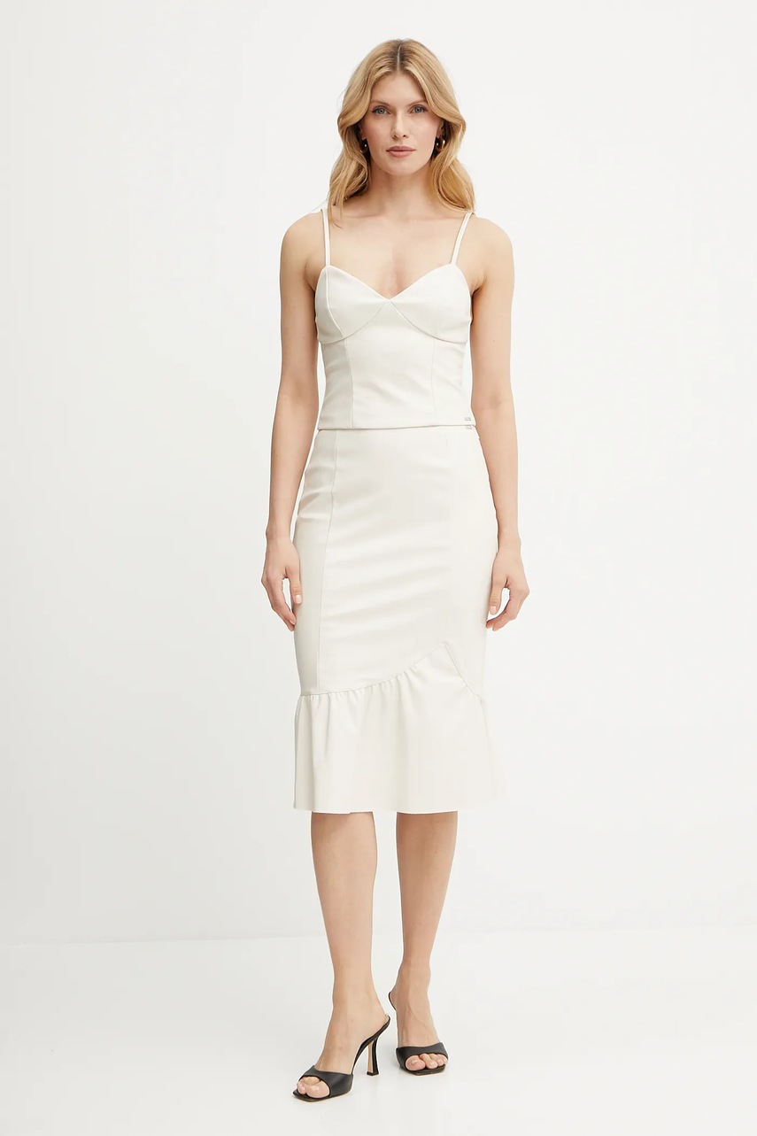 Юбка Armani Exchange цвет бежевый midi карандаш XW000422 AF12807 Юбка Armani Exchange цвет бежевый midi карандаш XW000422 AF12807