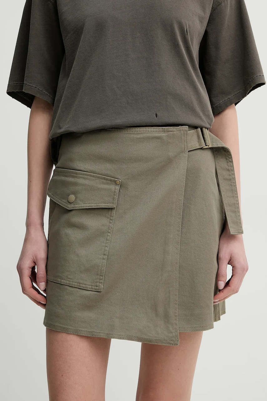 Marc O\'Polo fusta jeans culoarea verde, mini, evazati, 5000006045