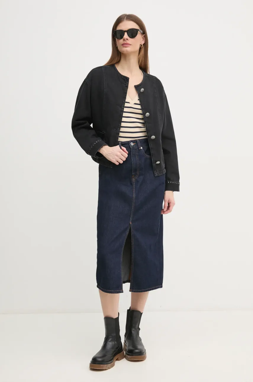 Rifľová sukňa Pepe Jeans MIDI SKIRT HW