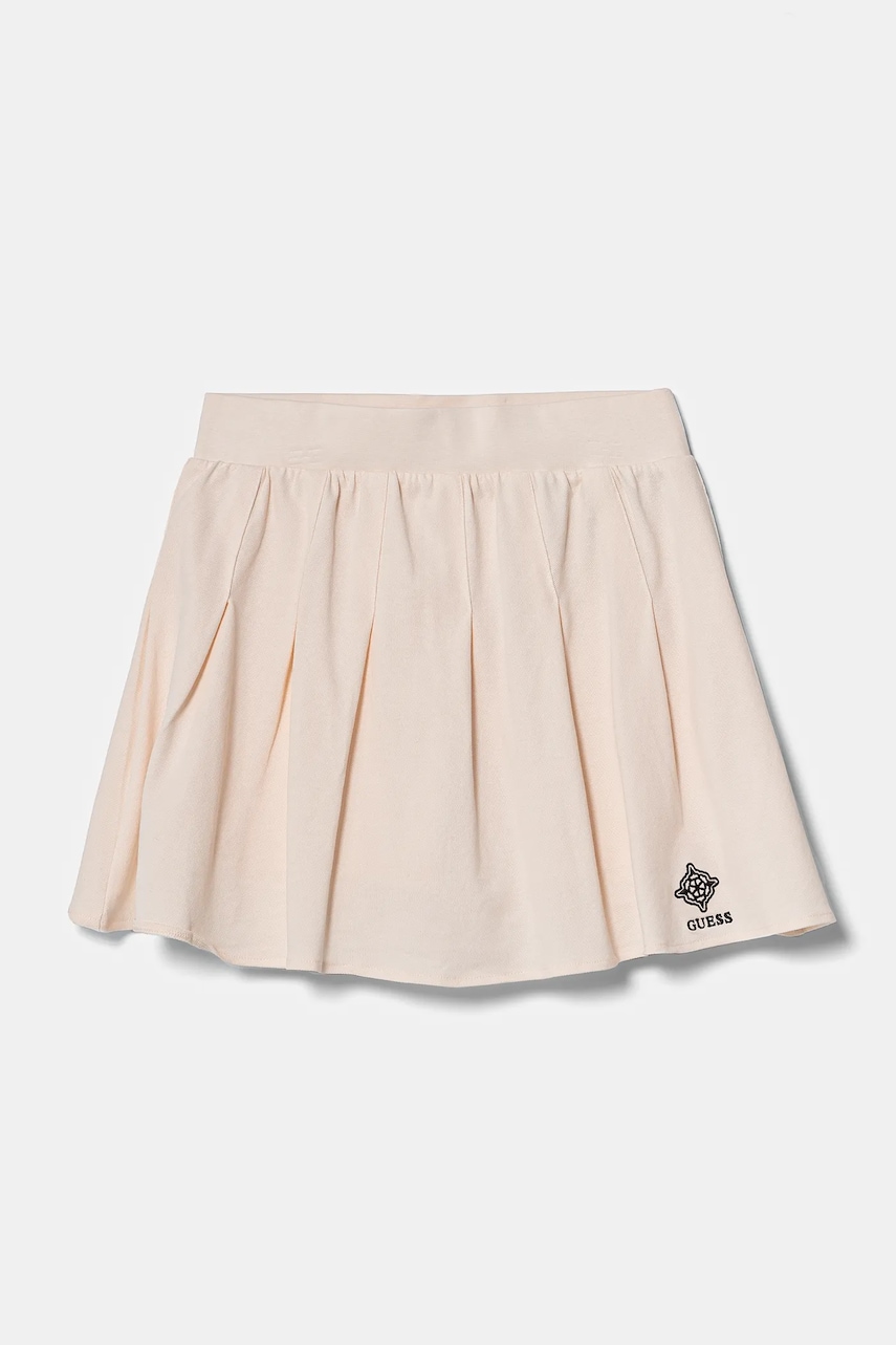 Levně Sukně Guess SUZANNE oranžová barva, mini, áčková, V5RD00 KCOK1
