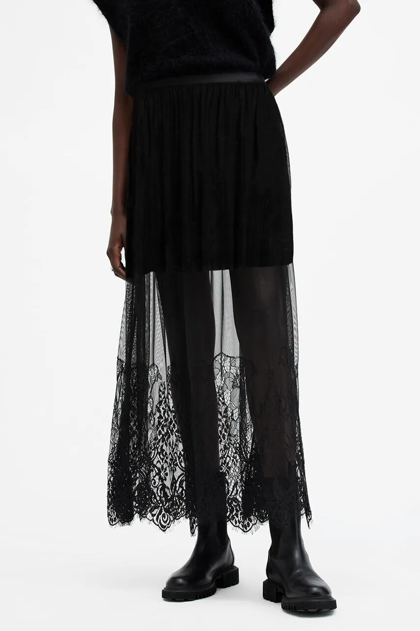 Юбка AllSaints ARIELLA цвет чёрный midi расклешённая W040RB Юбка AllSaints ARIELLA цвет чёрный midi расклешённая W040RB