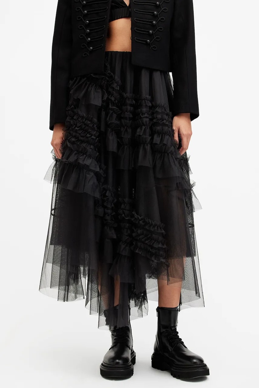 Юбка AllSaints JEN цвет чёрный midi расклешённая W079RB Юбка AllSaints JEN цвет чёрный midi расклешённая W079RB