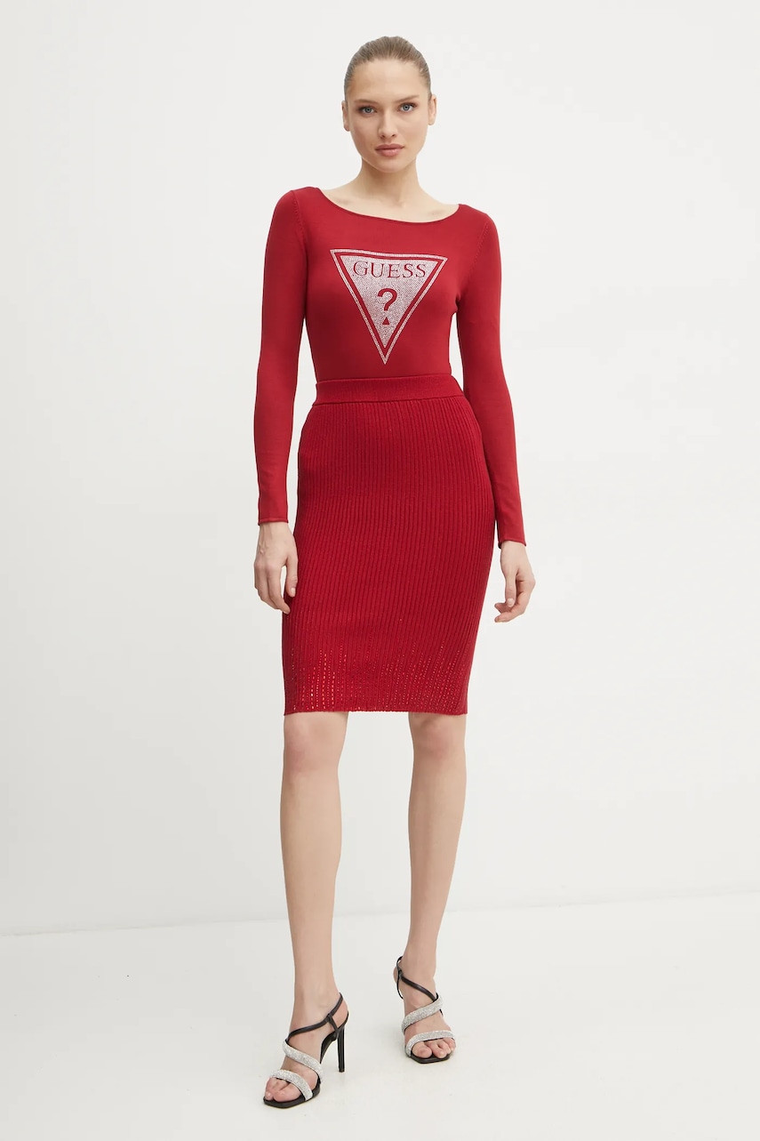 Юбка Guess ALICE цвет бордовый mini карандаш W5RD83 Z2Y50 Юбка Guess ALICE цвет бордовый mini карандаш W5RD83 Z2Y50