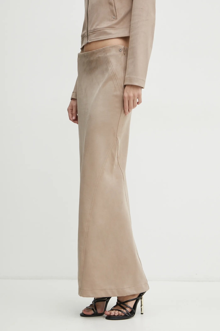 Φούστα Guess TARQUINIA χρώμα: μπεζ, W5RD51 WE0L0 φωτογραφία